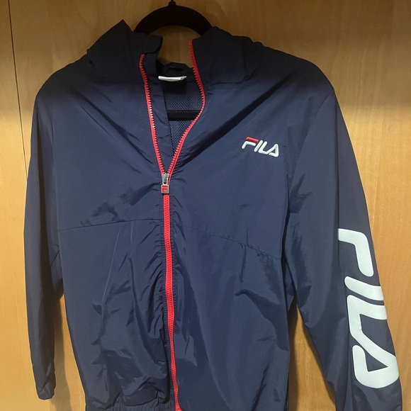 Fila Kids Navy Windbreaker with Red Accents - Picture 3 of 7